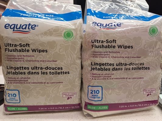 Equate flushable wipes